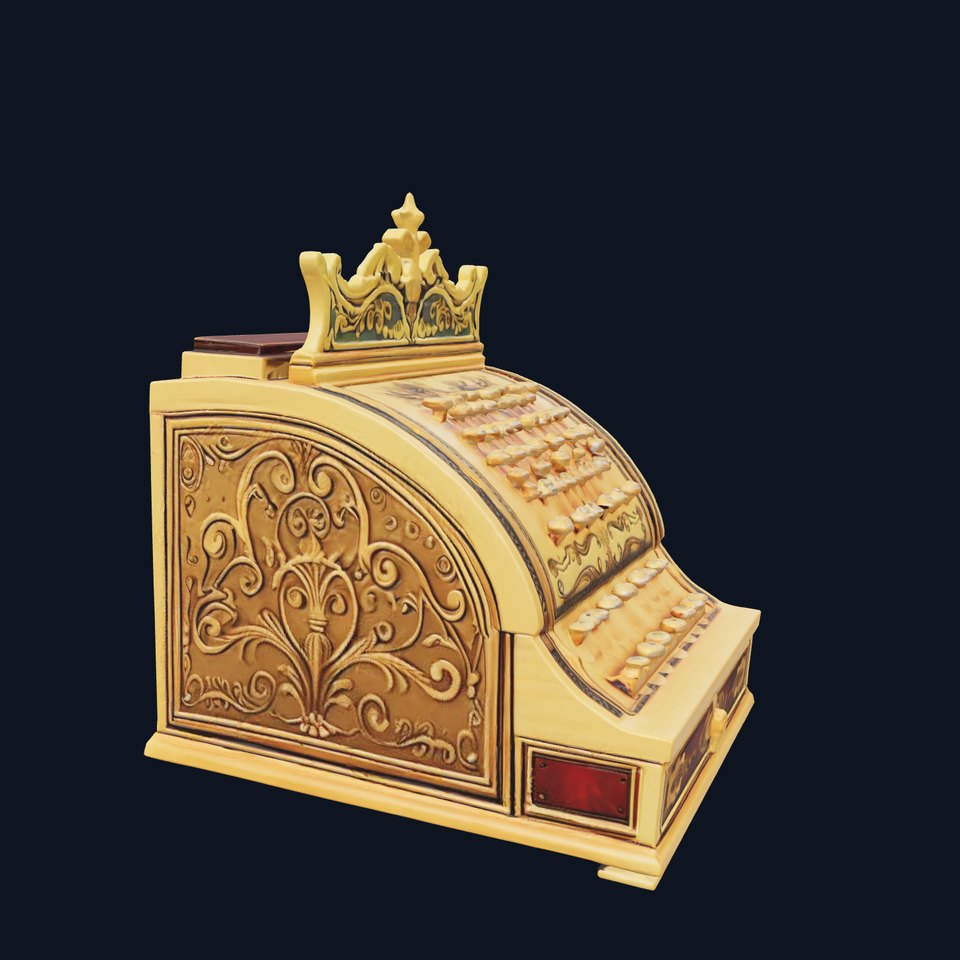 Vintage Cash Register Model Pack with Detailed Brass Etching
